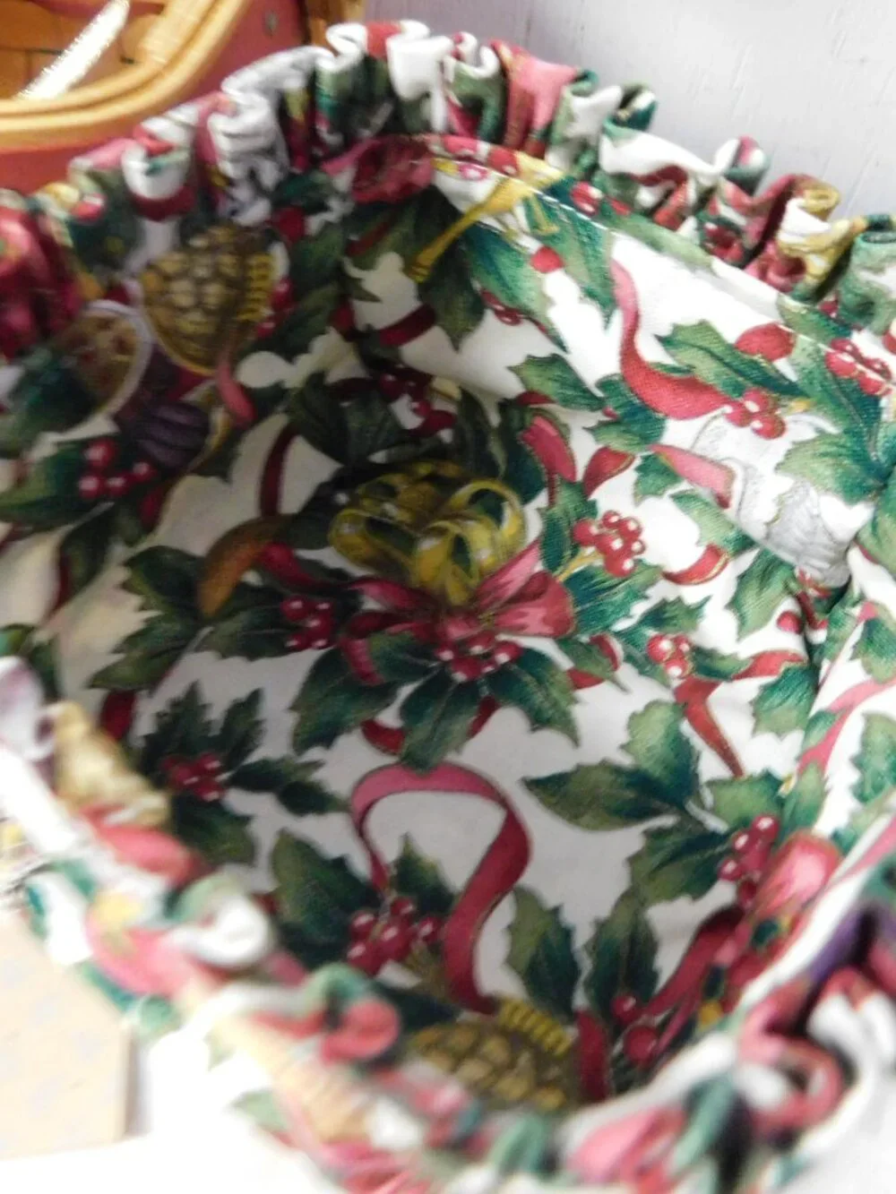 Longaberger Let It Snow Basket Protector Liner Lid & Tie On